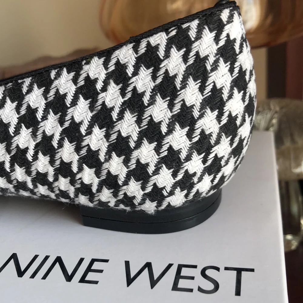 Nine West Abay Houndstooth Pointed Toe Flats